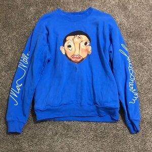 Vibrant Blue Graphic Crewneck Sweater